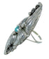 Southwest Authentic Sterling Silver Turquoise Scalloped Leaf Ring Size 8-1/2 YX89542
